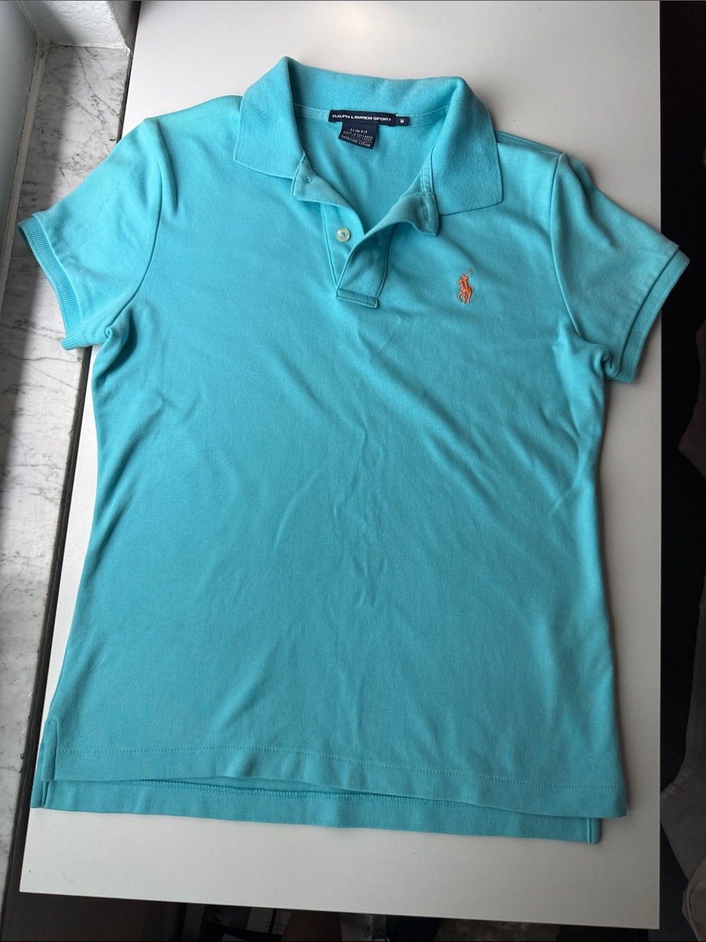 Ralph Lauren Bright Aqua Polo with Orange Pony